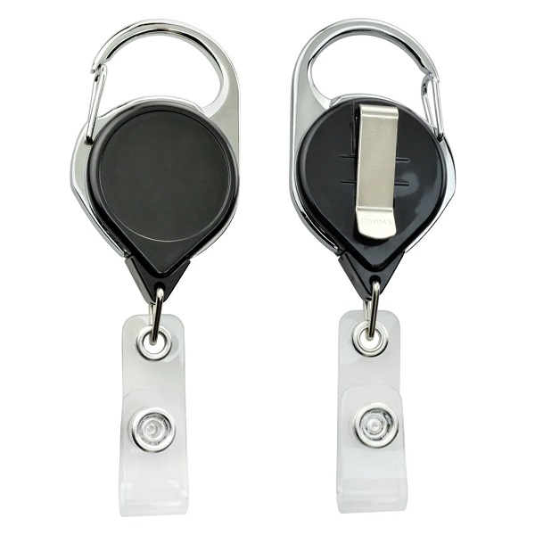 Bilde av Black carabiner ID badge reel with belt clip and strap. 60270143 (DE,SE,NO,FI,RO,PL)